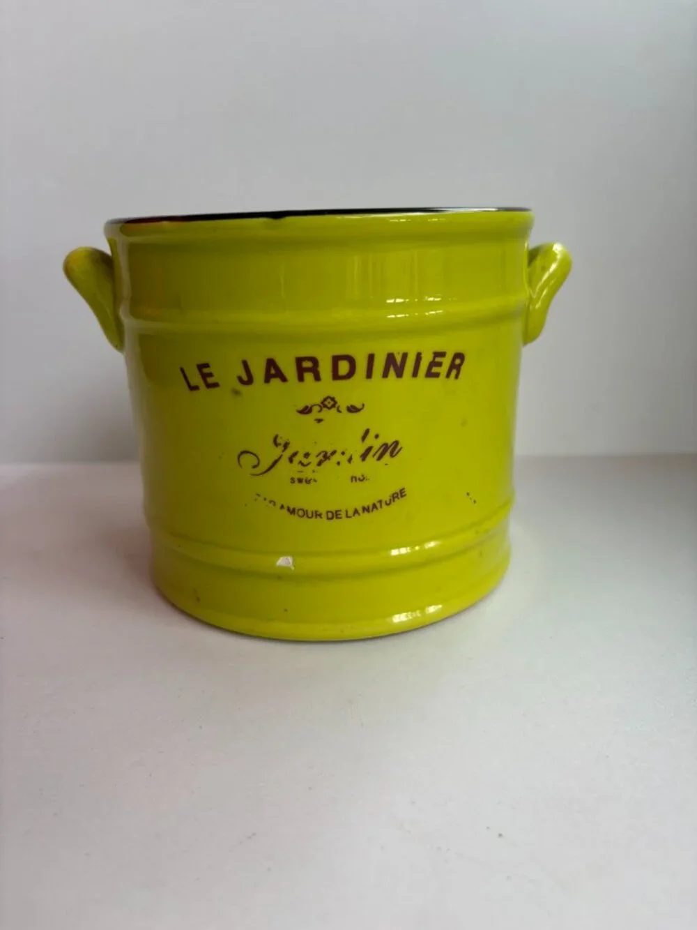 Vintage Style Le Jardinier Ceramic Planter Cachepot Lime Green - Picture 1 of 4